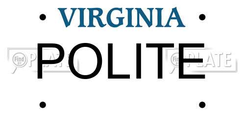 POLITE Virginia License Plate
