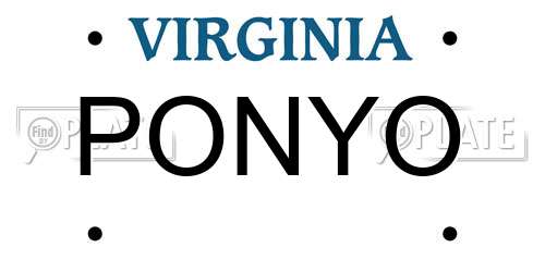 PONYO Virginia License Plate