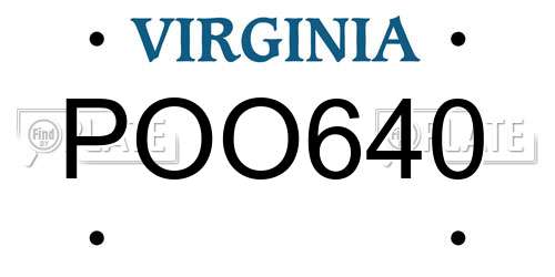POO640 Virginia License Plate