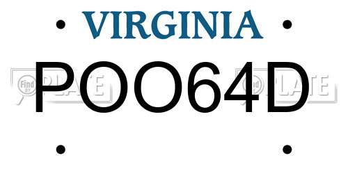 POO64D Virginia License Plate