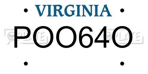 POO64O Virginia License Plate
