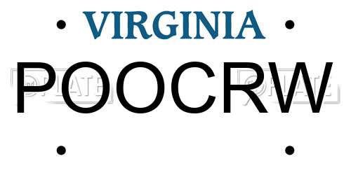 POOCRW Virginia License Plate