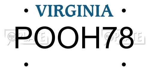 POOH78 Virginia License Plate