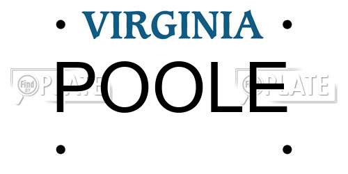 POOLE Virginia License Plate