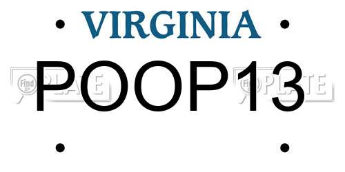 POOP13 Virginia License Plate