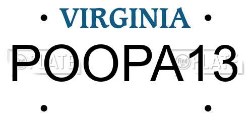 POOPA13 Virginia License Plate