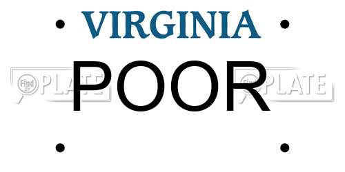 POOR Virginia License Plate