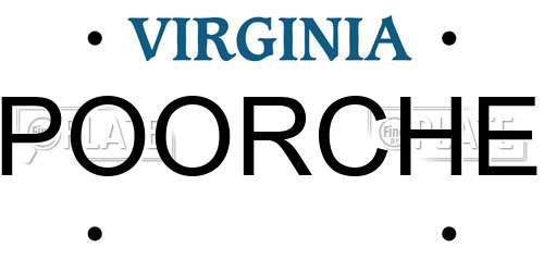 POORCHE Virginia License Plate