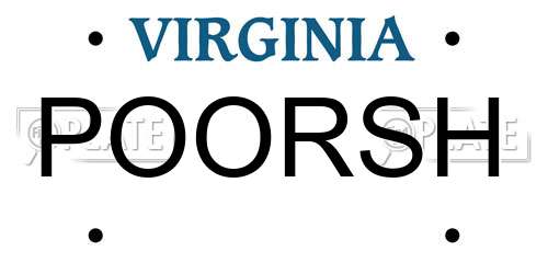 POORSH Virginia License Plate