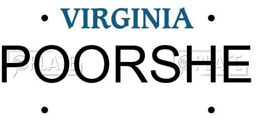 POORSHE Virginia License Plate