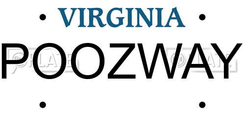 POOZWAY Virginia License Plate