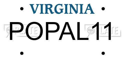 POPAL11 Virginia License Plate