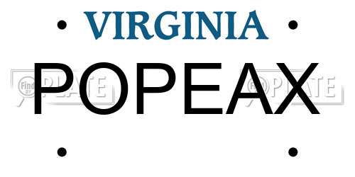 POPEAX Virginia License Plate