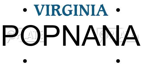 POPNANA Virginia License Plate