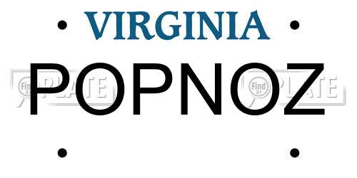 POPNOZ Virginia License Plate