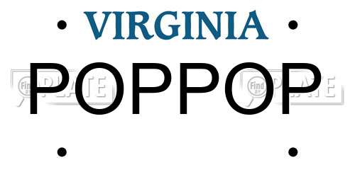 POPPOP Virginia License Plate