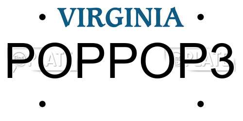 POPPOP3 Virginia License Plate