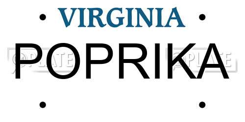 POPRIKA Virginia License Plate