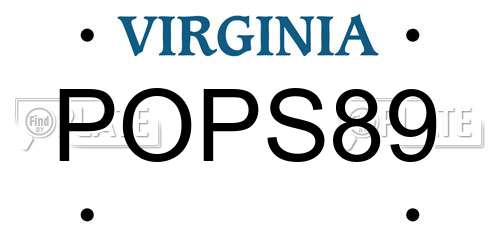 POPS89 Virginia License Plate