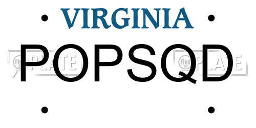 POPSQD Virginia License Plate