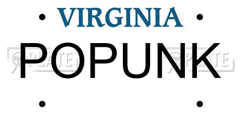 POPUNK Virginia License Plate