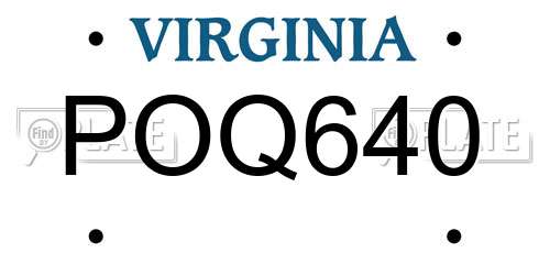 POQ640 Virginia License Plate
