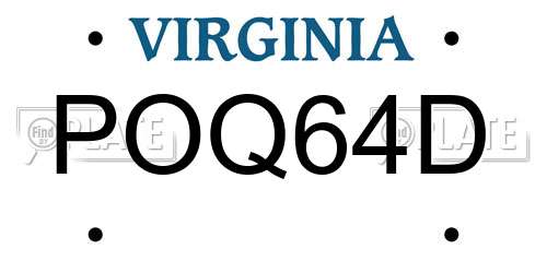 POQ64D Virginia License Plate
