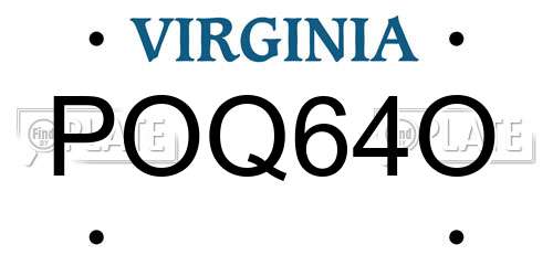 POQ64O Virginia License Plate