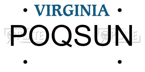 POQSUN Virginia License Plate