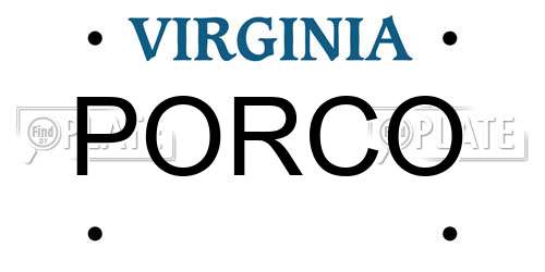 PORCO Virginia License Plate