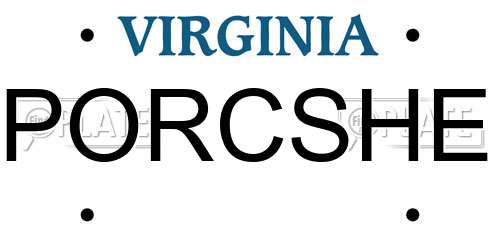 PORCSHE Virginia License Plate