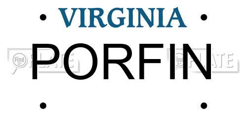 PORFIN Virginia License Plate
