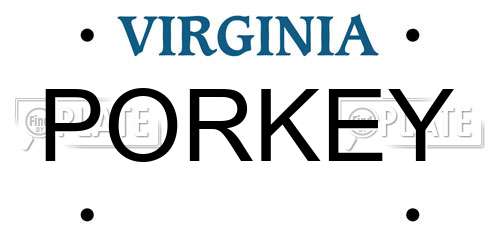 PORKEY Virginia License Plate