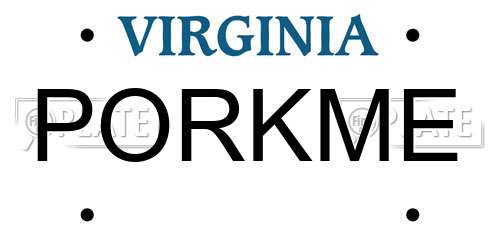 PORKME Virginia License Plate