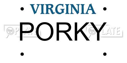 PORKY Virginia License Plate