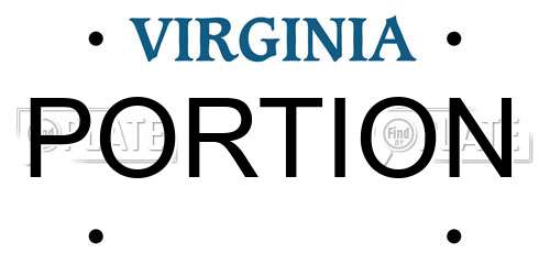 PORTION Virginia License Plate