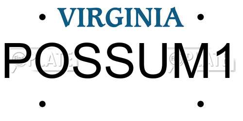 POSSUM1 Virginia License Plate