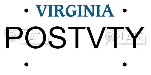 POSTVTY Virginia License Plate