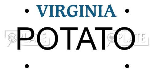 POTATO Virginia License Plate
