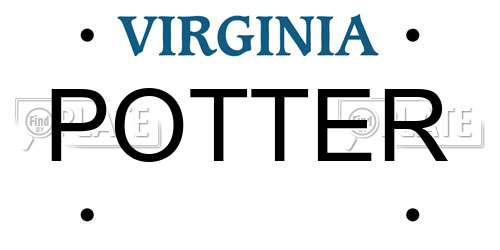 POTTER Virginia License Plate