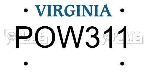 POW311 Virginia License Plate