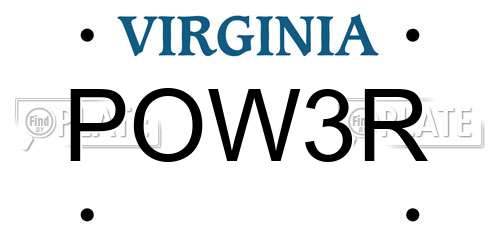POW3R Virginia License Plate