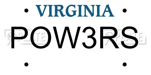 POW3RS Virginia License Plate