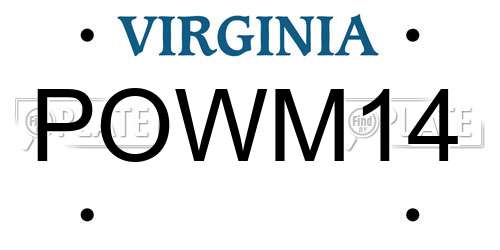 POWM14 Virginia License Plate