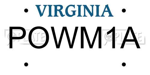 POWM1A Virginia License Plate