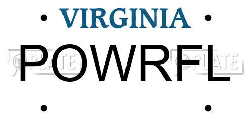 POWRFL Virginia License Plate