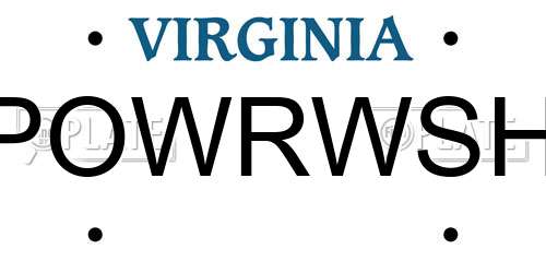 POWRWSH Virginia License Plate