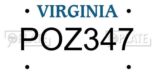 POZ347 Virginia License Plate