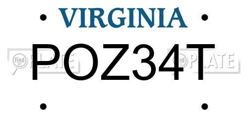 POZ34T Virginia License Plate