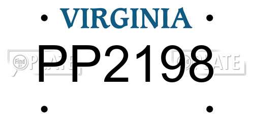 PP2198 Virginia License Plate